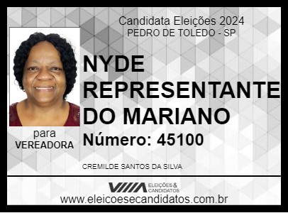 Candidato NYDE REPRESENTANTE DO MARIANO 2024 - PEDRO DE TOLEDO - Eleições