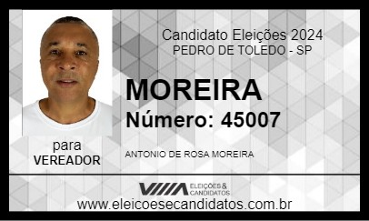 Candidato MOREIRA 2024 - PEDRO DE TOLEDO - Eleições