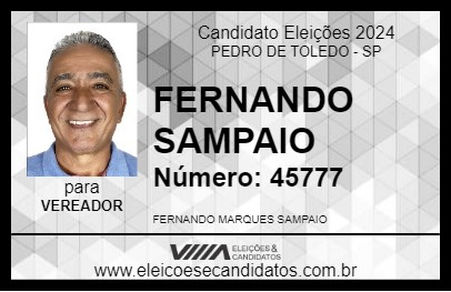 Candidato FERNANDO SAMPAIO 2024 - PEDRO DE TOLEDO - Eleições