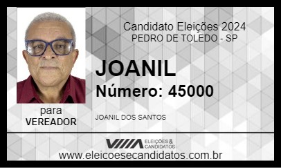 Candidato JOANIL 2024 - PEDRO DE TOLEDO - Eleições