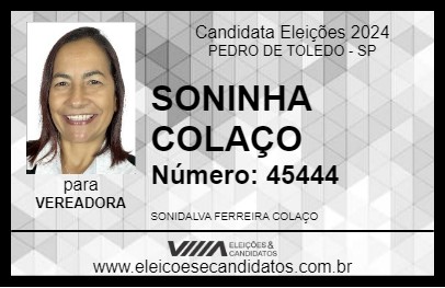 Candidato SONINHA COLAÇO 2024 - PEDRO DE TOLEDO - Eleições