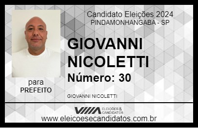 Candidato GIOVANNI NICOLETTI 2024 - PINDAMONHANGABA - Eleições