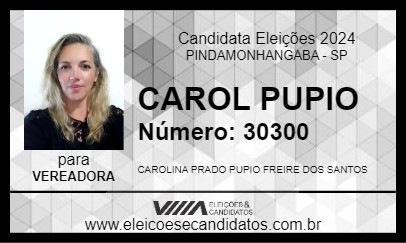 Candidato CAROL PUPIO 2024 - PINDAMONHANGABA - Eleições