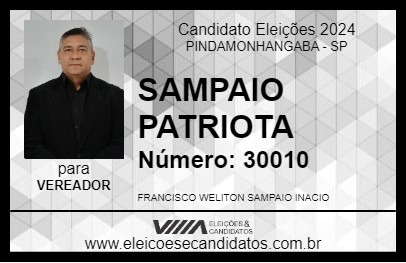 Candidato SAMPAIO PATRIOTA 2024 - PINDAMONHANGABA - Eleições