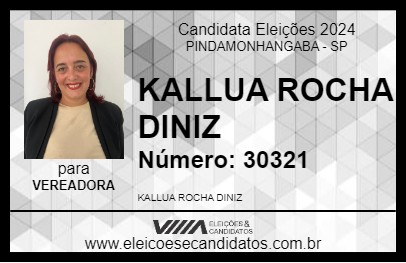 Candidato KALLUA ROCHA DINIZ 2024 - PINDAMONHANGABA - Eleições