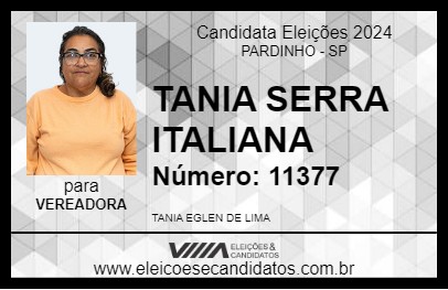 Candidato TANIA SERRA ITALIANA 2024 - PARDINHO - Eleições