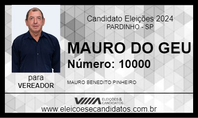 Candidato MAURO DO GEU 2024 - PARDINHO - Eleições