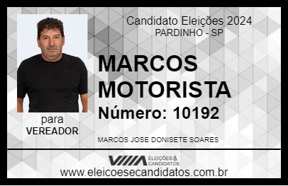 Candidato MARCOS MOTORISTA 2024 - PARDINHO - Eleições