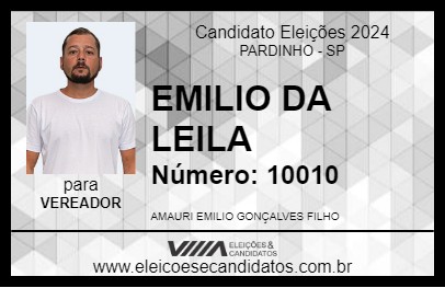 Candidato EMILIO DA LEILA 2024 - PARDINHO - Eleições