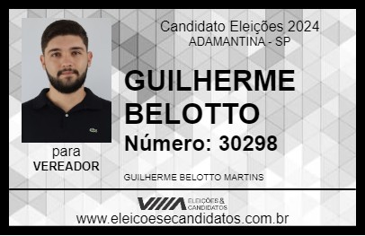 Candidato GUILHERME BELOTTO 2024 - ADAMANTINA - Eleições