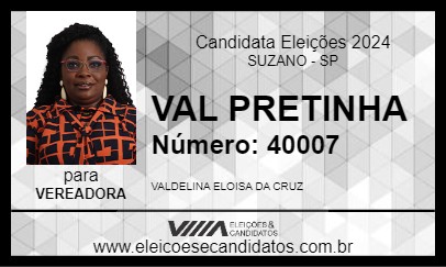 Candidato VAL PRETINHA 2024 - SUZANO - Eleições