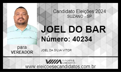 Candidato JOEL DO BAR 2024 - SUZANO - Eleições