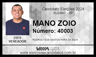 Candidato MANO ZOIO 2024 - SUZANO - Eleições