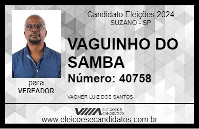 Candidato VAGUINHO DO SAMBA 2024 - SUZANO - Eleições