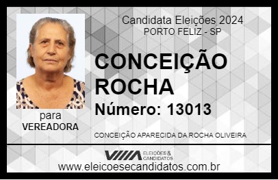 Candidato CONCEIÇÃO ROCHA 2024 - PORTO FELIZ - Eleições