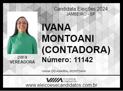 Candidato IVANA MONTOANI (CONTADORA) 2024 - JAMBEIRO - Eleições