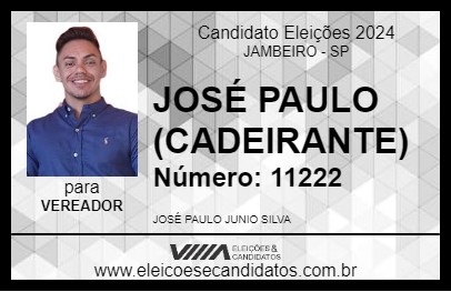 Candidato JOSÉ PAULO (CADEIRANTE) 2024 - JAMBEIRO - Eleições