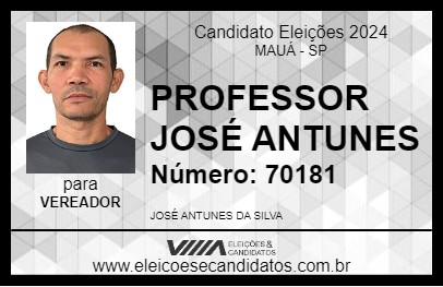 Candidato PROFESSOR JOSÉ ANTUNES 2024 - MAUÁ - Eleições