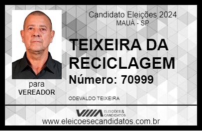 Candidato TEIXEIRA DA RECICLAGEM 2024 - MAUÁ - Eleições