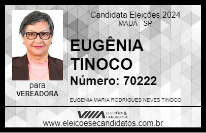 Candidato EUGÊNIA TINOCO 2024 - MAUÁ - Eleições