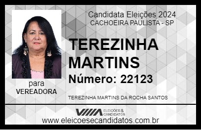 Candidato TEREZINHA MARTINS 2024 - CACHOEIRA PAULISTA - Eleições