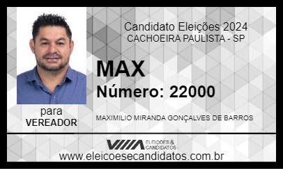 Candidato MAX 2024 - CACHOEIRA PAULISTA - Eleições