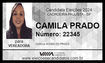 Candidato CAMILA PRADO 2024 - CACHOEIRA PAULISTA - Eleições