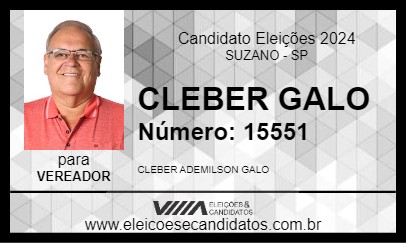 Candidato CLEBER GALO 2024 - SUZANO - Eleições