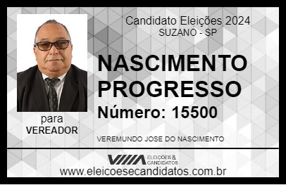 Candidato NASCIMENTO PROGRESSO 2024 - SUZANO - Eleições