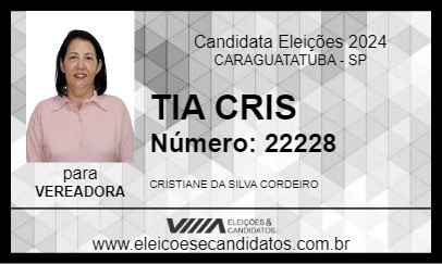 Candidato TIA CRIS 2024 - CARAGUATATUBA - Eleições