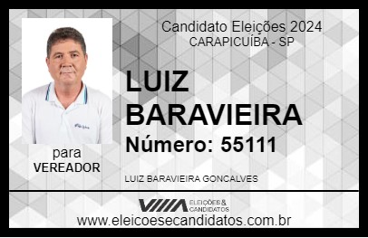 Candidato LUIZ BARAVIEIRA 2024 - CARAPICUÍBA - Eleições