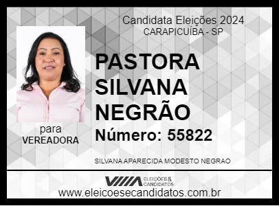 Candidato PASTORA SILVANA NEGRÃO 2024 - CARAPICUÍBA - Eleições