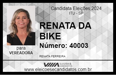 Candidato RENATA DA BIKE 2024 - ITU - Eleições