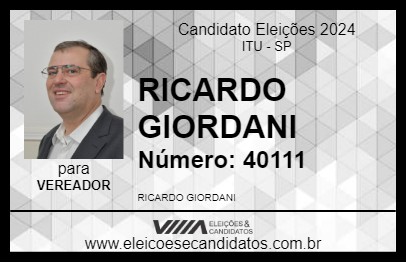 Candidato RICARDO GIORDANI 2024 - ITU - Eleições