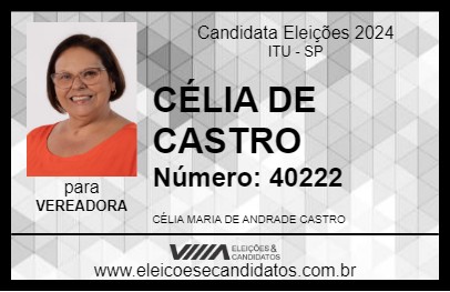 Candidato CÉLIA DE CASTRO 2024 - ITU - Eleições