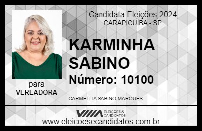 Candidato KARMINHA SABINO 2024 - CARAPICUÍBA - Eleições