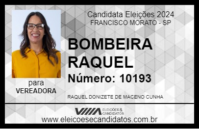 Candidato BOMBEIRA RAQUEL 2024 - FRANCISCO MORATO - Eleições