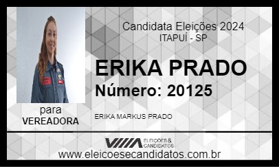 Candidato BOMBEIRA ERIKA PRADO 2024 - ITAPUÍ - Eleições