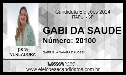 Candidato GABI DA SAUDE 2024 - ITAPUÍ - Eleições