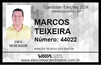 Candidato MARCOS TEIXEIRA 2024 - ARARAQUARA - Eleições