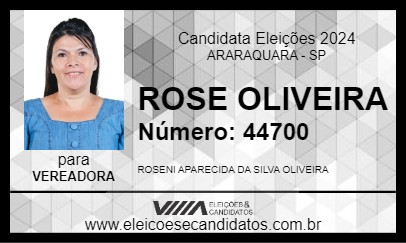 Candidato ROSE OLIVEIRA 2024 - ARARAQUARA - Eleições