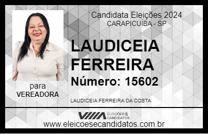 Candidato LAUDICEIA FERREIRA 2024 - CARAPICUÍBA - Eleições