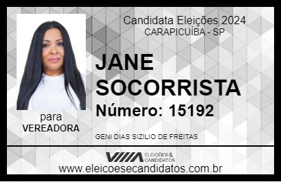 Candidato JANE SOCORRISTA 2024 - CARAPICUÍBA - Eleições