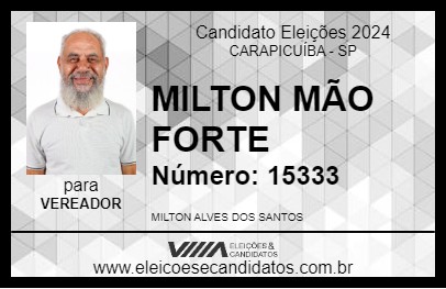 Candidato MILTON MÃO FORTE 2024 - CARAPICUÍBA - Eleições