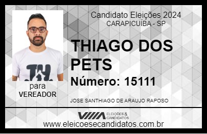 Candidato THIAGO DOS PETS 2024 - CARAPICUÍBA - Eleições