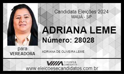 Candidato ADRIANA LEME 2024 - MAUÁ - Eleições