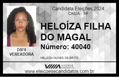 Candidato HELOÍZA FILHA DO MAGAL 2024 - CAIUÁ - Eleições