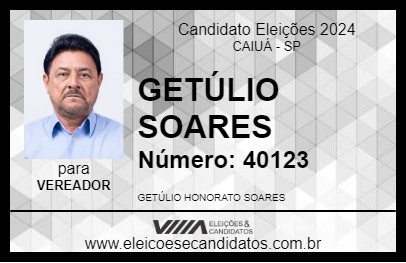 Candidato GETÚLIO SOARES 2024 - CAIUÁ - Eleições