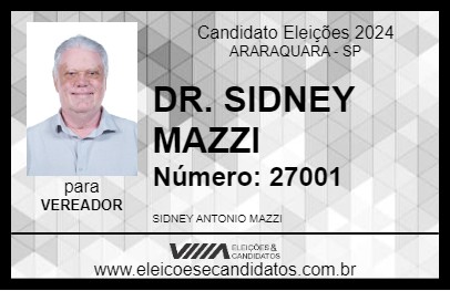 Candidato DR. SIDNEY MAZZI 2024 - ARARAQUARA - Eleições