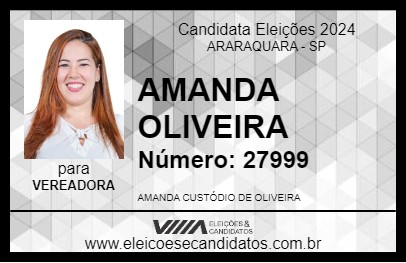 Candidato AMANDA OLIVEIRA 2024 - ARARAQUARA - Eleições